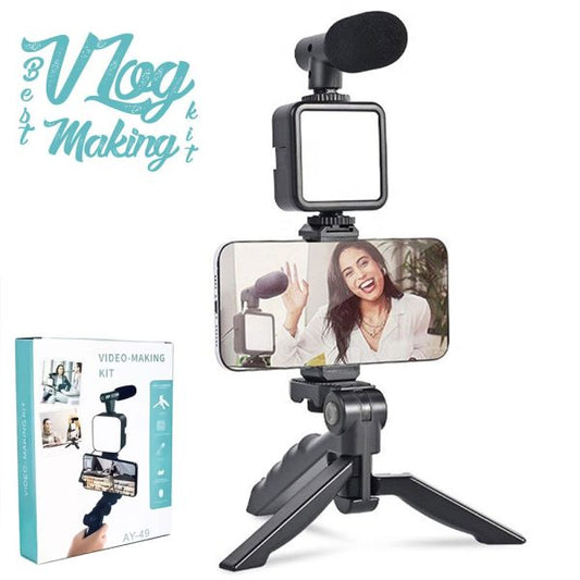 Vlogger Video Making Kits Vlog Microphone Led Fill Light Mini Tripod Mobile Holder Shopcify